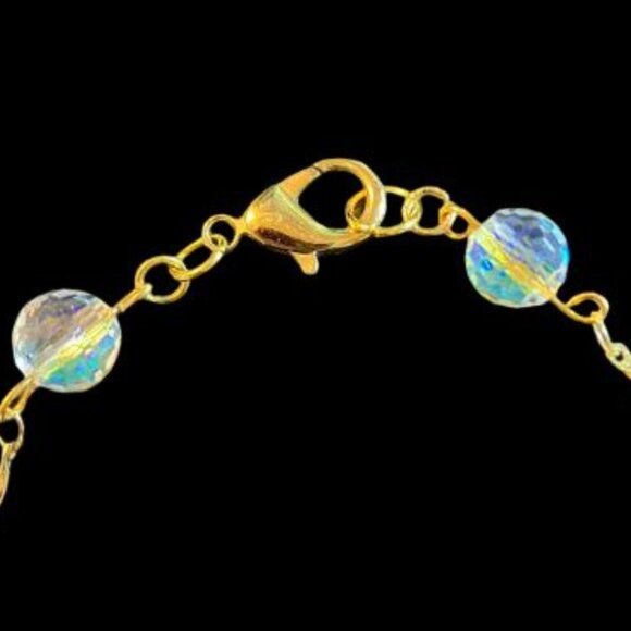 Handcrafted Glass and Genuine Baroque Pearl Bracelet with Gold-Tone Chain 8" NEW - Picture 2 of 5